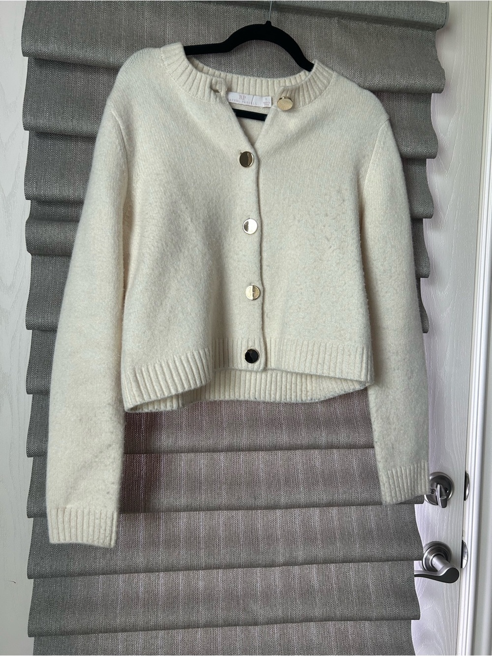 Rachel Parcell Cream Button-Front Cropped Cardigan